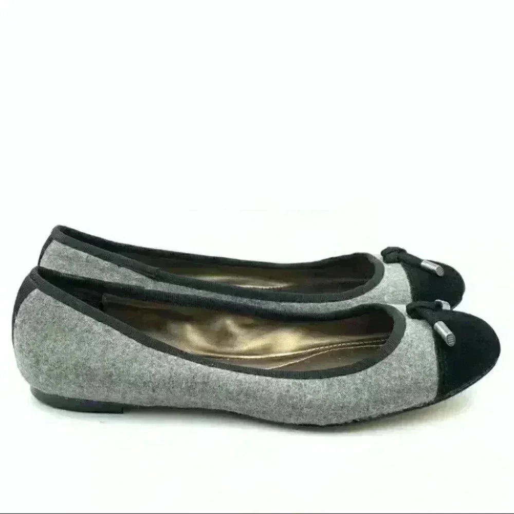 Lands’ End Flats 7.5 38 gray black felt ballet - Picture 1 of 9